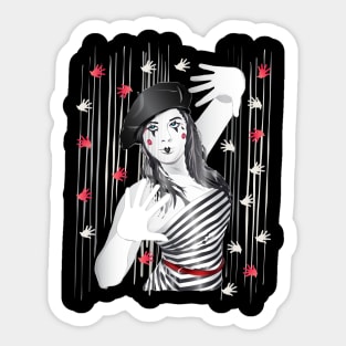 Mime Girl Artist Pause Sticker